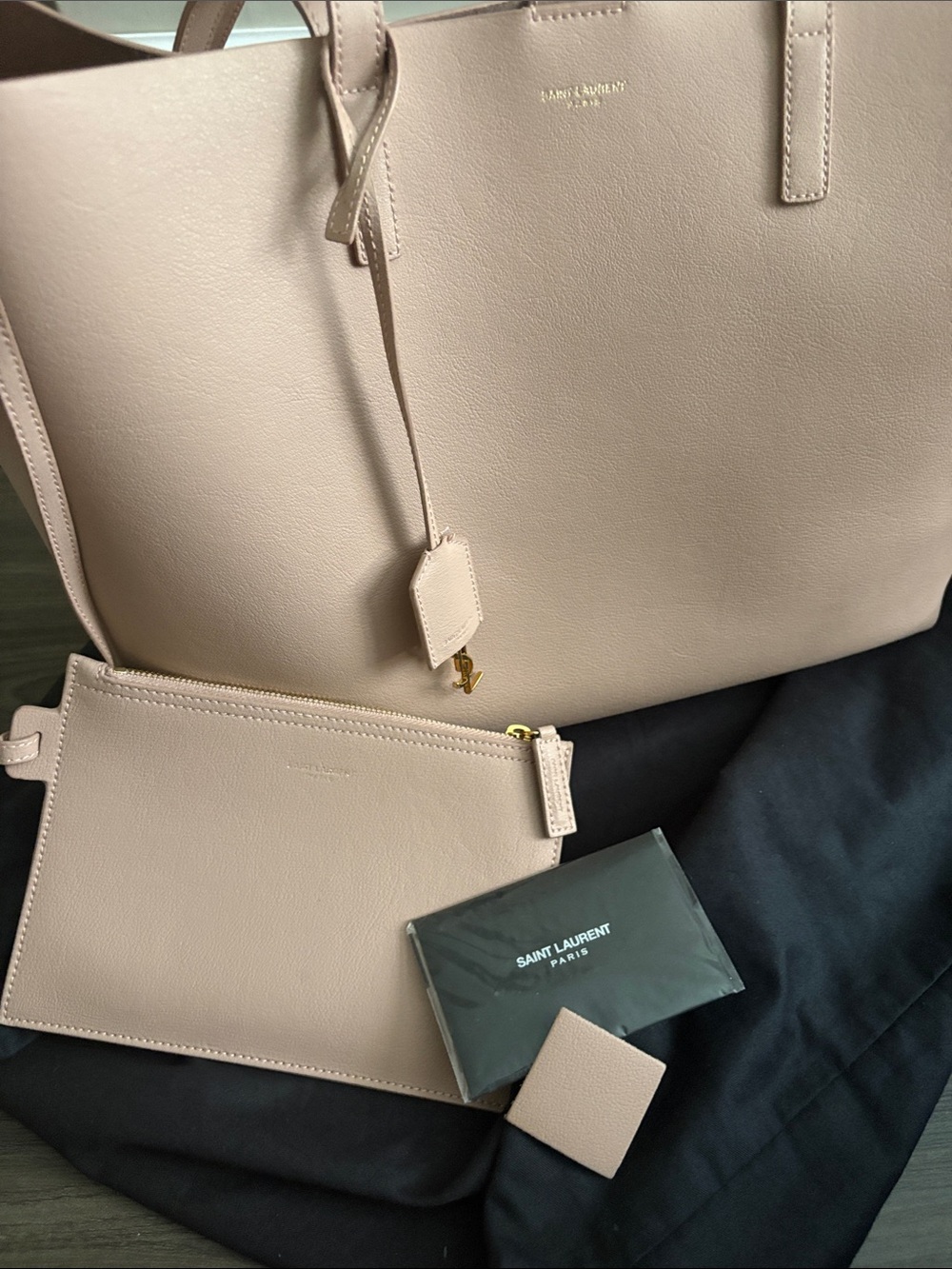Saint Laurent Blush Leather Tote with Gold YSL Charm - Picture 8 of 16